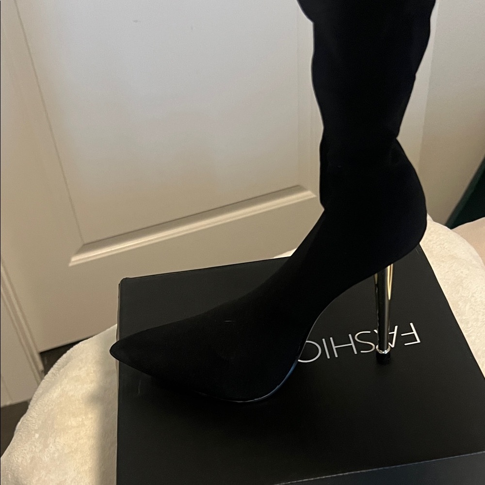 Fashion Nova Black Heeled Boots